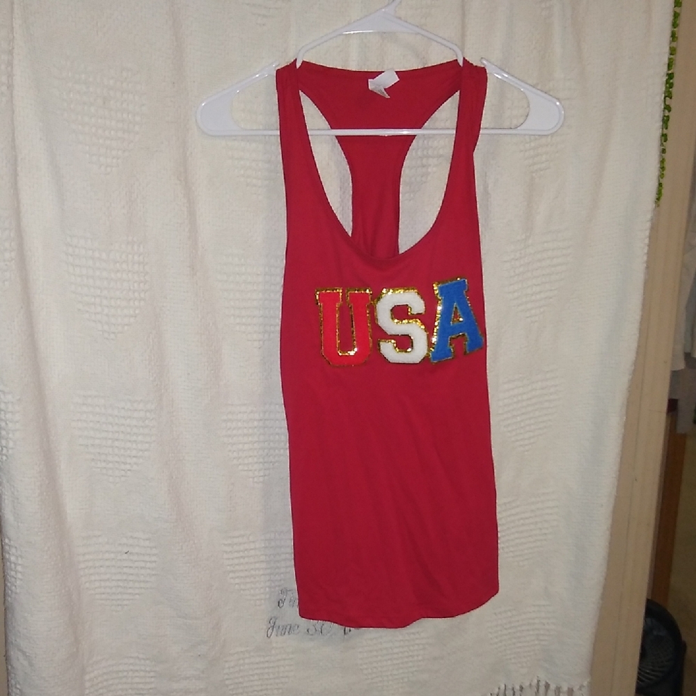 Next Level Apparel Red USA Racernack Tank Top